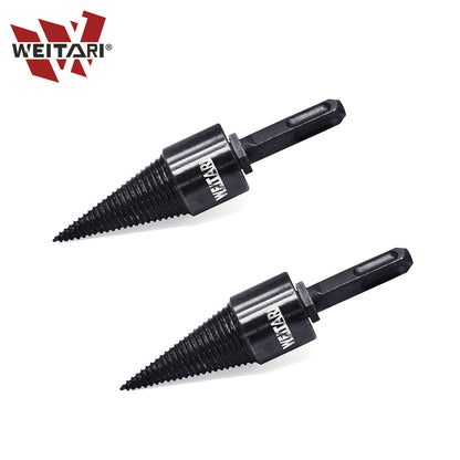 WEITARI Firewood Log Splitter, 3pcs Drill Bit Removable Cones Kindling Wood Splitting logs bits Heavy Duty Electric Drills Screw Cone Driver Hex + Square + Round 32mm/1.26inch