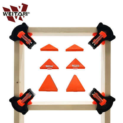 WEITARI® 4set 60/90/120 Degree Pro Corner Clamps Set for Woodworking Tools-Non Slip Fixed, Adjustable Single Handle Spring Loaded Right Angle Clip for Frame Welding/Wood Working/Making Cabinet