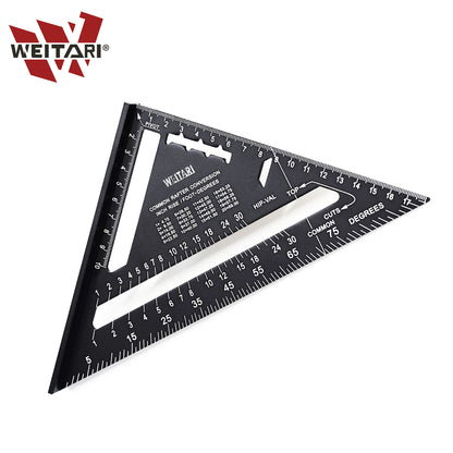 WEITARI 7 inch Rafter Square Triangle Ruler Angle Ruler Aluminum Alloy Double Scale Carpenter Triangle Square Rafter Tool Mensurement Tool for Woodworking and Carpentry