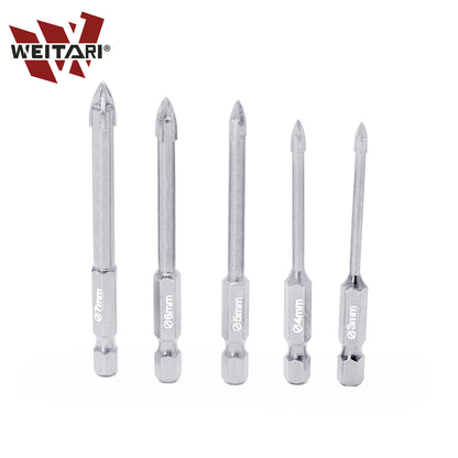 WEITARI® 3/4/5/6/7mm Cross Hex Tile Wall Drill Bits