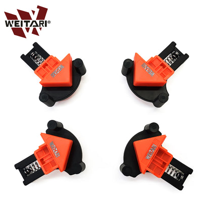 WEITARI® 4set 60/90/120 Degree Pro Corner Clamps Set for Woodworking Tools-Non Slip Fixed, Adjustable Single Handle Spring Loaded Right Angle Clip for Frame Welding/Wood Working/Making Cabinet