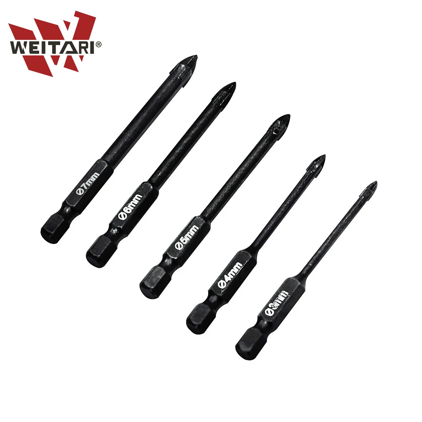 WEITARI® 3/4/5/6/7mm Cross Hex Tile Wall Drill Bits