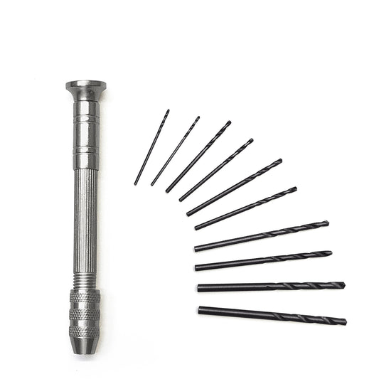 WEITARI® Hand Drill Bit Set, 10pcs 0.8-3.0mm Micro Mini Twist Drills with Precision Hand Drill Rotary Tool for Wood, Jewelry, Plastic Craft DIY