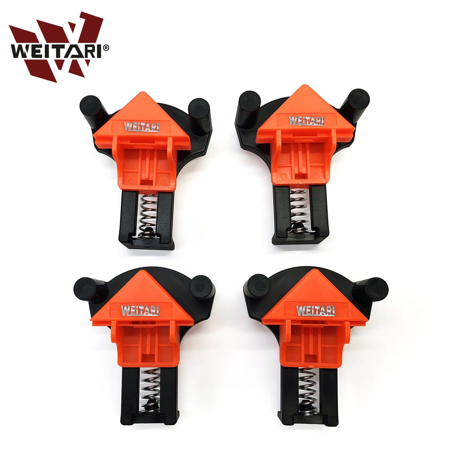 WEITARI® 4set 60/90/120 Degree Pro Corner Clamps Set for Woodworking Tools-Non Slip Fixed, Adjustable Single Handle Spring Loaded Right Angle Clip for Frame Welding/Wood Working/Making Cabinet