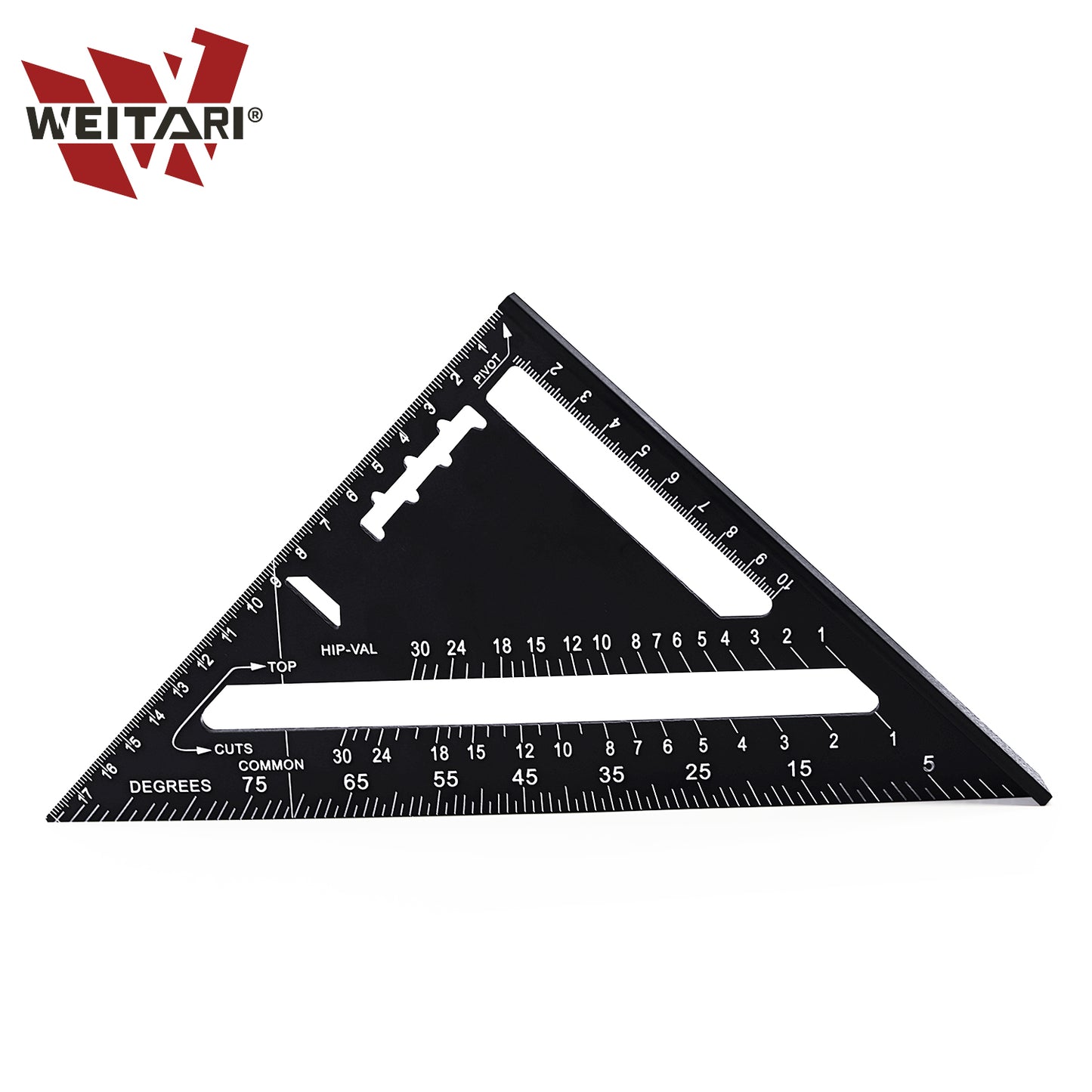 WEITARI 7 inch Rafter Square Triangle Ruler Angle Ruler Aluminum Alloy Double Scale Carpenter Triangle Square Rafter Tool Mensurement Tool for Woodworking and Carpentry