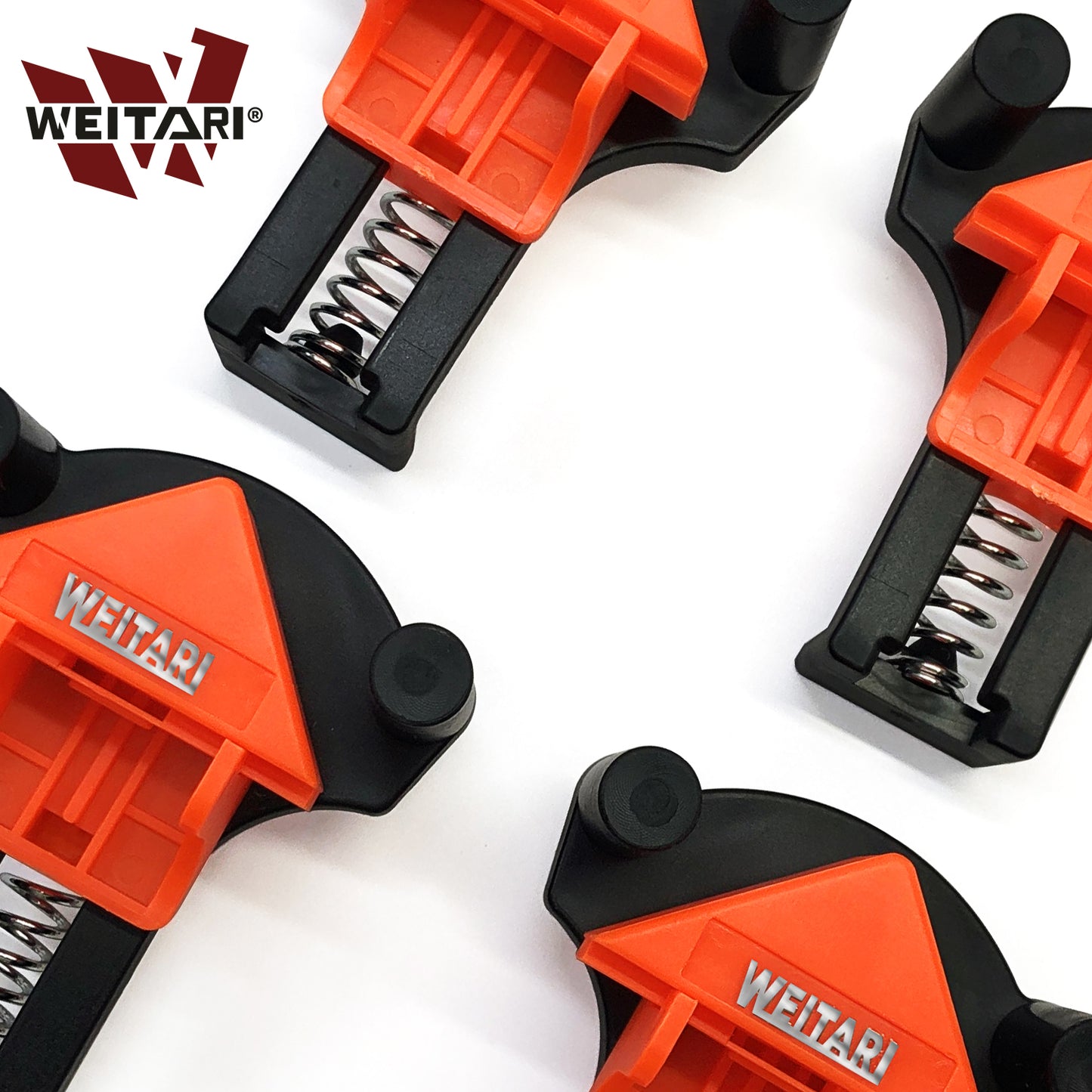 WEITARI® 4set 60/90/120 Degree Pro Corner Clamps Set for Woodworking Tools-Non Slip Fixed, Adjustable Single Handle Spring Loaded Right Angle Clip for Frame Welding/Wood Working/Making Cabinet