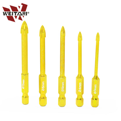 WEITARI® 3/4/5/6/7mm Cross Hex Tile Wall Drill Bits