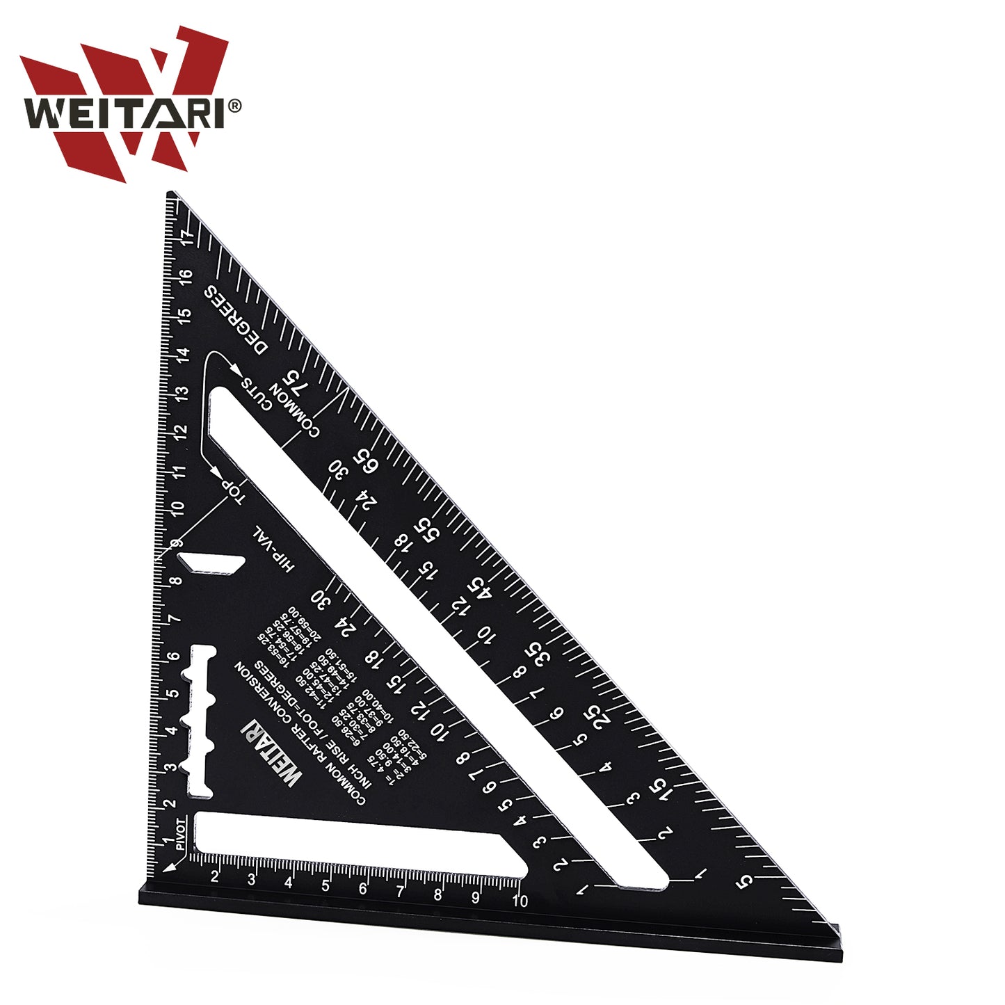 WEITARI 7 inch Rafter Square Triangle Ruler Angle Ruler Aluminum Alloy Double Scale Carpenter Triangle Square Rafter Tool Mensurement Tool for Woodworking and Carpentry