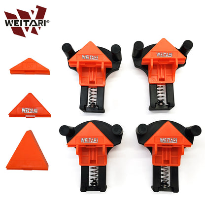 WEITARI® 4set 60/90/120 Degree Pro Corner Clamps Set for Woodworking Tools-Non Slip Fixed, Adjustable Single Handle Spring Loaded Right Angle Clip for Frame Welding/Wood Working/Making Cabinet