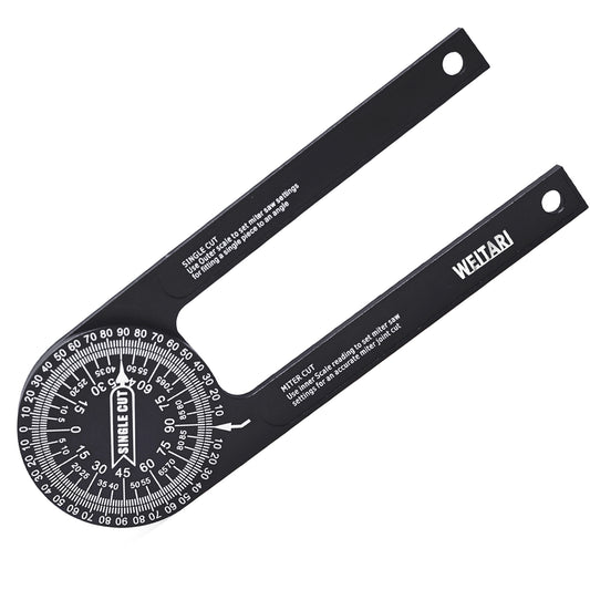 WEITARI Miter Saw Protractor|7-Inch Aluminum Protractor Angle Finder Featuring Precision Laser-Inside & Outside Miter Angle Finder for Carpenters, Plumbers and All Building Trades (Black)