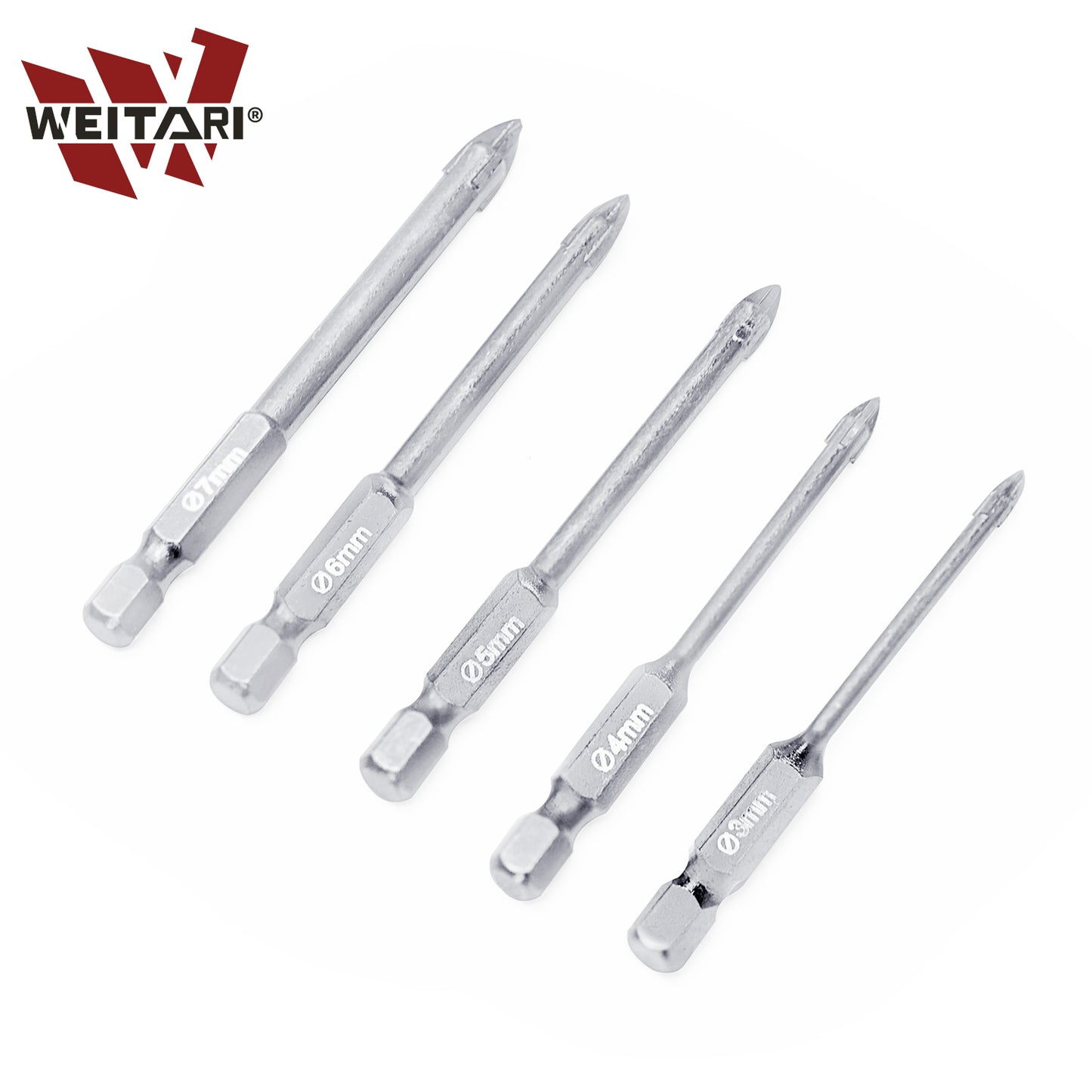 WEITARI® 3/4/5/6/7mm Cross Hex Tile Wall Drill Bits