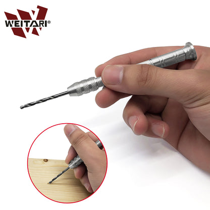 WEITARI® Hand Drill Bit Set, 10pcs 0.8-3.0mm Micro Mini Twist Drills with Precision Hand Drill Rotary Tool for Wood, Jewelry, Plastic Craft DIY