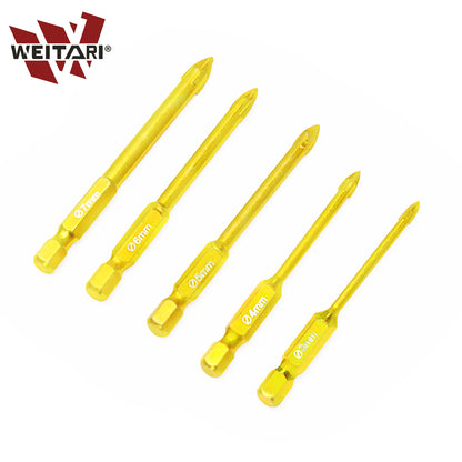 WEITARI® 3/4/5/6/7mm Cross Hex Tile Wall Drill Bits