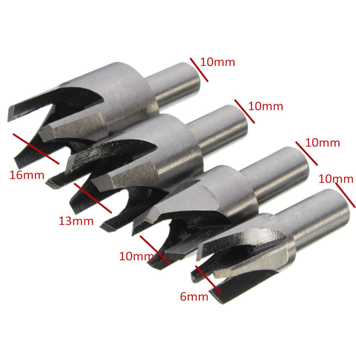 WEITARI 8Pcs Wood Plug Cutter Drill Bit Set Carbon Steel Titanium Coated Woodworking Chamfer Drill Bits Straight and Tapered Taper 5/8" 1/2" 3/8" 1/4" Cutting Tool