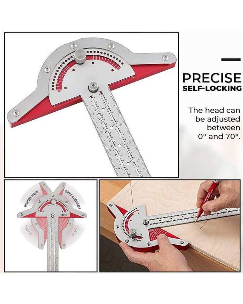 WEITARI® Ultra Precision Marking Ruler Square T Type Woodworking Scriber Measuring Tool