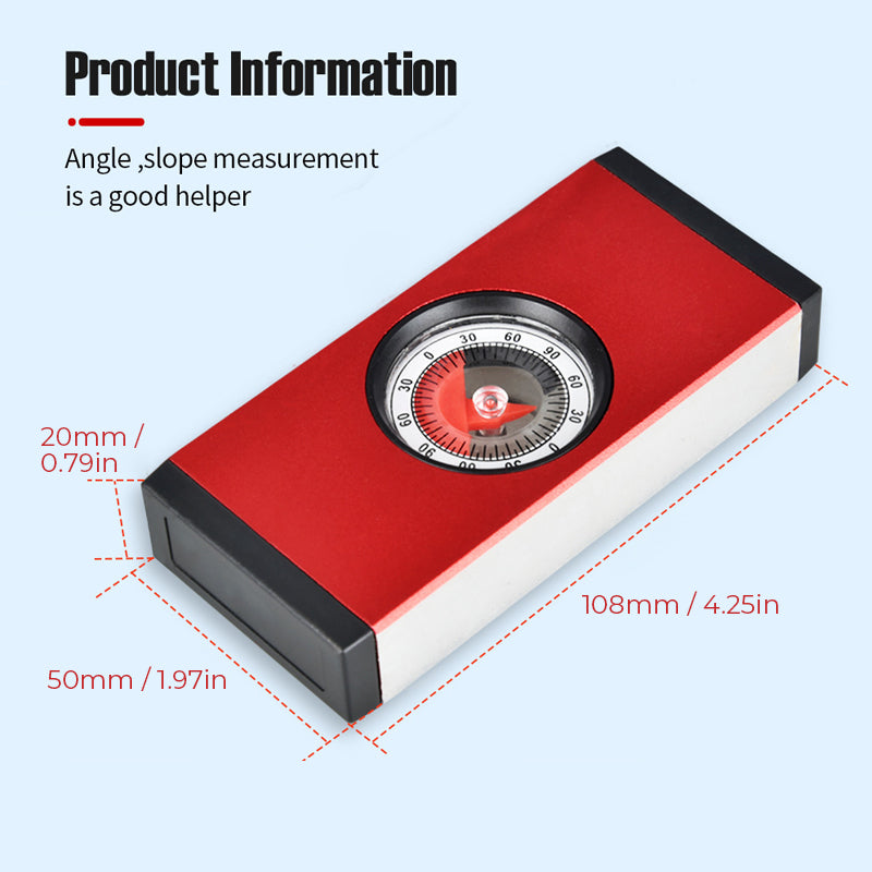 WEITARI Angle Slope Measuring Instrument Mini Protractor Level Meter Angle Finder Clinometer Slope Angle Meter Magnetic Design Level Meter Slope Measuring Instrument Gaug