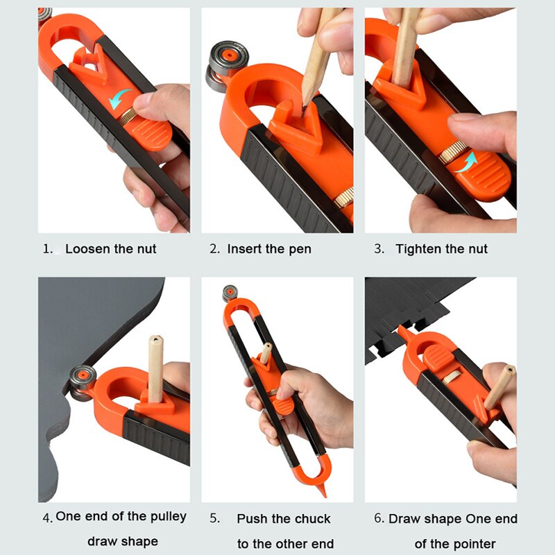 WEITARI® Precise Contour Gauge Scribe-Tool Woodworking - With Lock For Pencil, Profile Scribing Ruler,Upgrade Measuring Scriber Tools