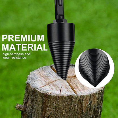 WEITARI Firewood Log Splitter, 3pcs Drill Bit Removable Cones Kindling Wood Splitting logs bits Heavy Duty Electric Drills Screw Cone Driver Hex + Square + Round 32mm/1.26inch