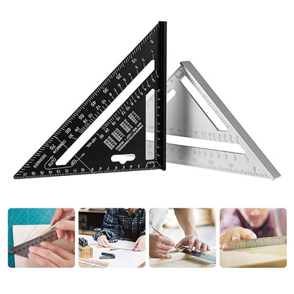 WEITARI 7 inch Rafter Square Triangle Ruler Angle Ruler Aluminum Alloy Double Scale Carpenter Triangle Square Rafter Tool Mensurement Tool for Woodworking and Carpentry