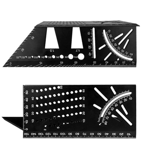 WEITARI Aluminum Alloy Woodworking Square Size Measure Ruler, 3D Mitre Angle Measuring Tool, Multifunctional 45/90 Degree Angle T Ruler Gauge, for Three Dimensional Items Measuring Timber, Pipes