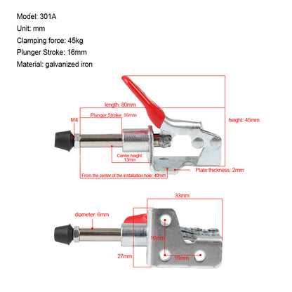 WEITARI® 2pcs Adjustable Toggle Clamp, Pull Button Quick Release Push Pull Action Toggle Clamp 397 Lbs Capacity 30mm Stroke 45# Steel 36020 Toggle Clamp